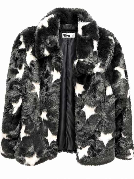Epic Threads Jackets & Blazers - Epic Threads Black & White Faux Fur Star Jacket